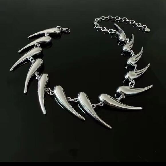 Stainless Steel Spiked Silver Choker Necklace Punk Retro - Picture 6 of 6